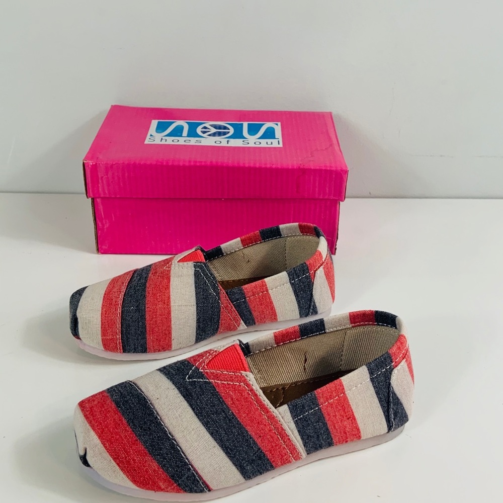 Brand New Coral Striped Toddler Flats